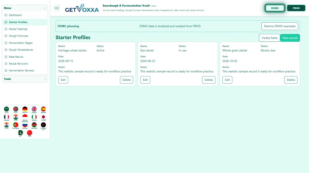 Screenshot — Sourdough & Fermentation Vault v1.0.0