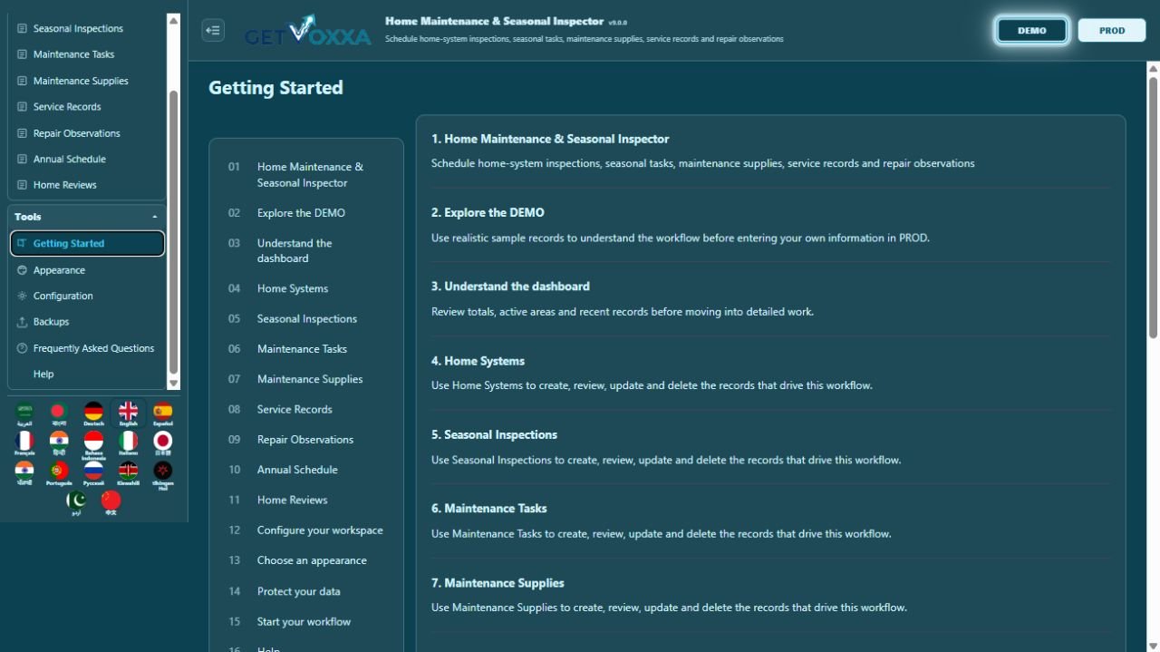 スクリーンショット — Home Maintenance & Seasonal Inspector v1.0.0