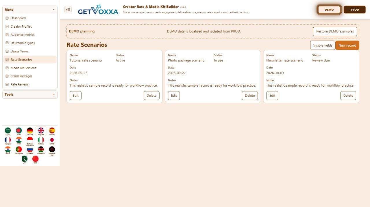Screenshot — Social Media Influencer Rate & Media Kit Builder v1.0.0