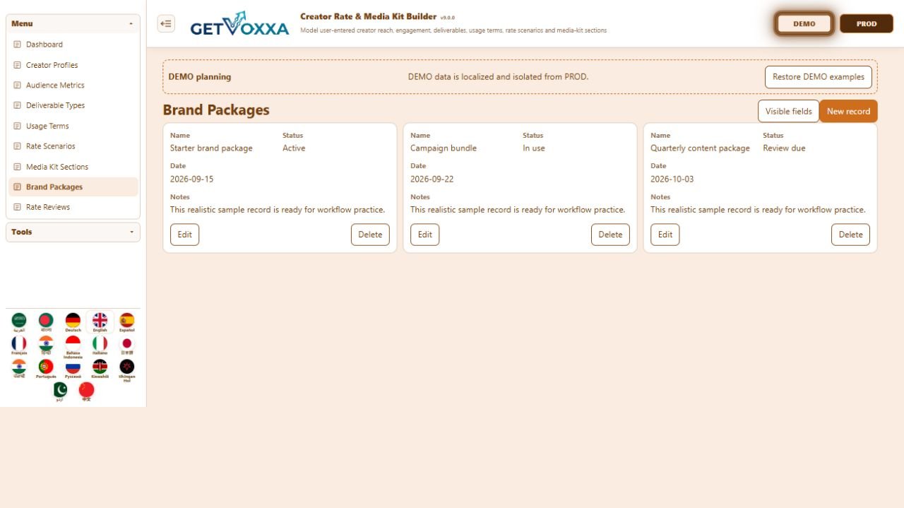 Screenshot — Social Media Influencer Rate & Media Kit Builder v1.0.0