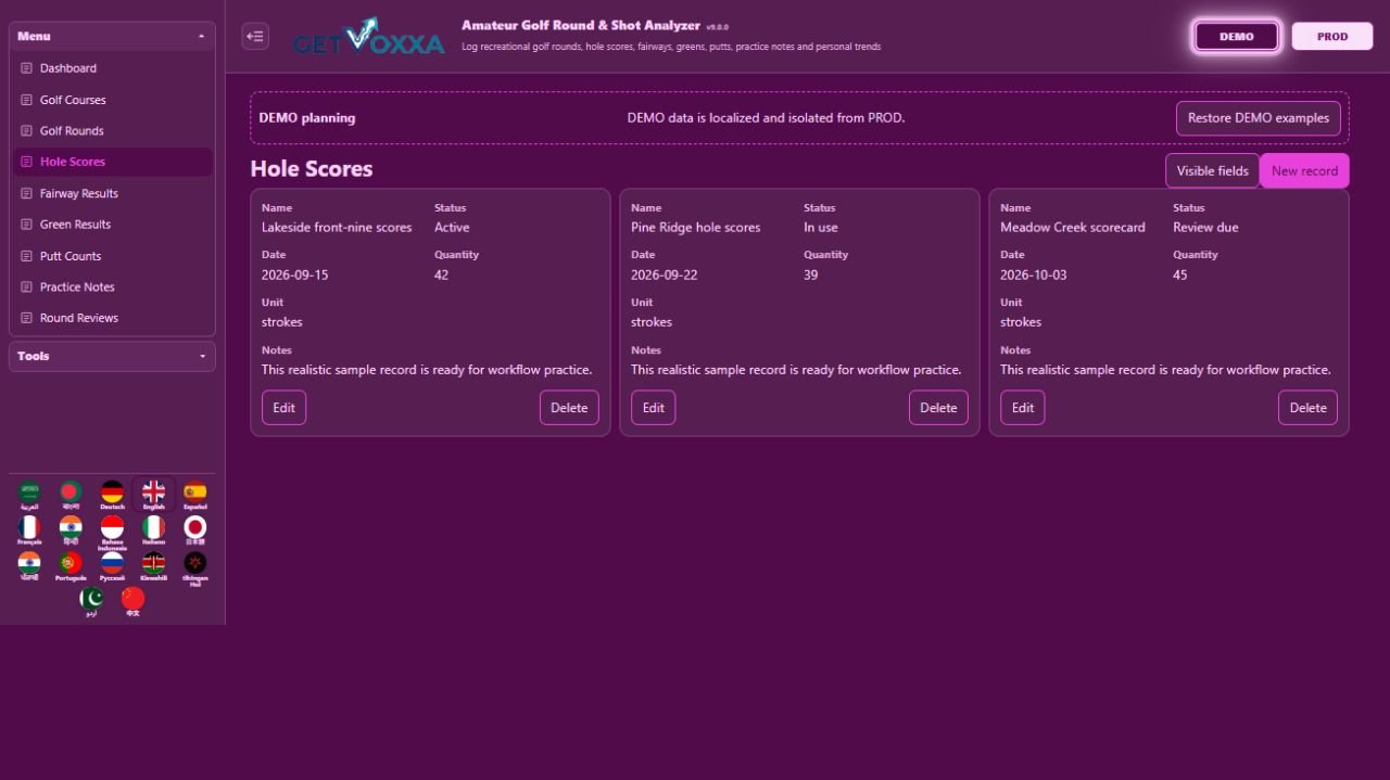 スクリーンショット — Amateur Golf Round & Shot Analyzer v1.0.0