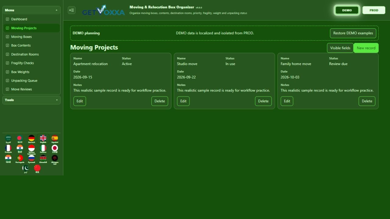 Screenshot — Moving & Relocation Box Organizer v1.0.0