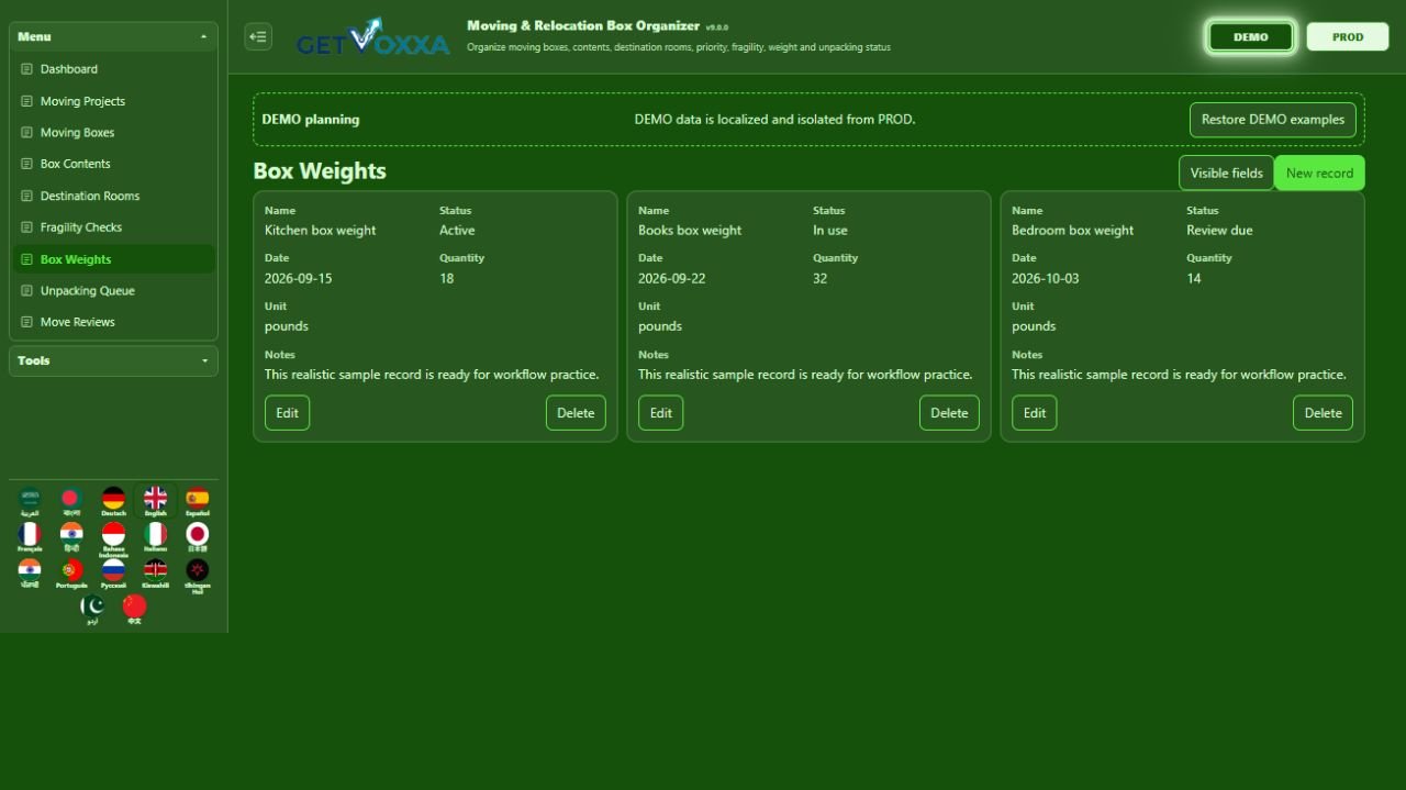 Screenshot — Moving & Relocation Box Organizer v1.0.0