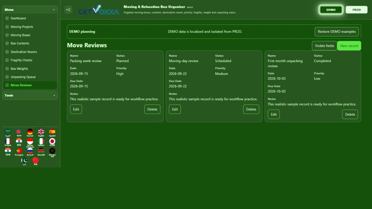 Screenshot — Moving & Relocation Box Organizer v1.0.0