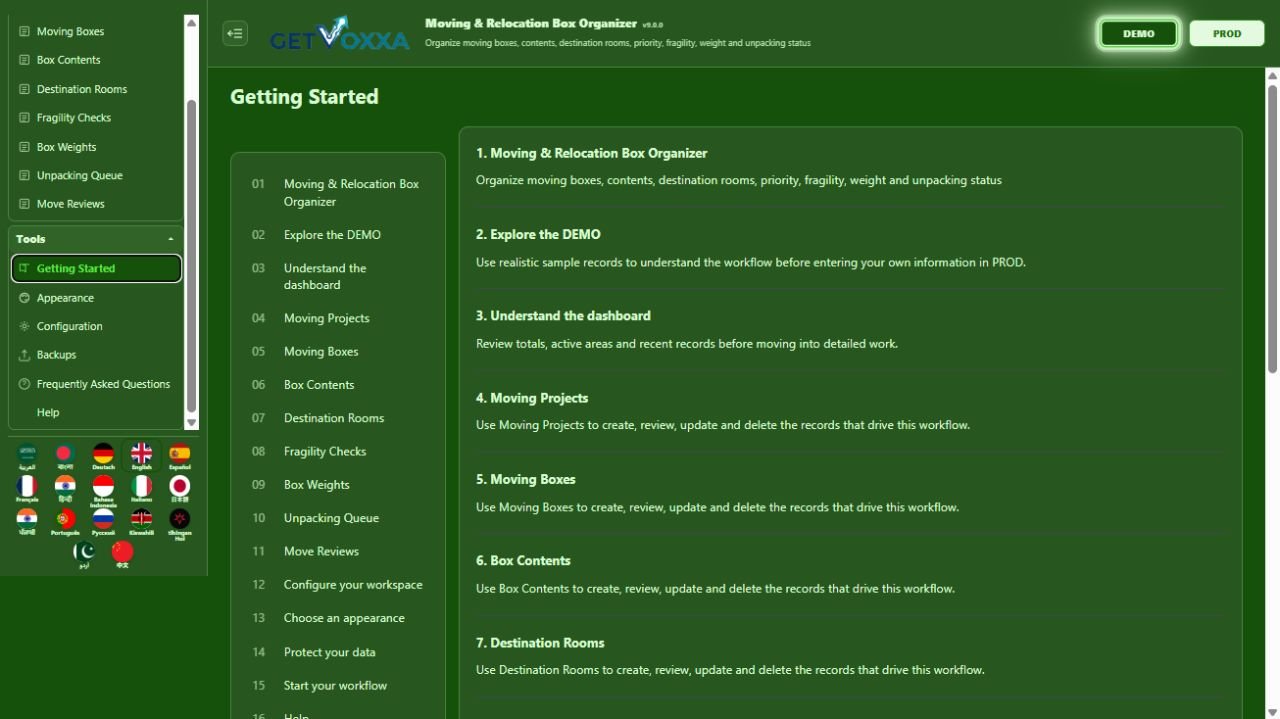 Screenshot — Moving & Relocation Box Organizer v1.0.0