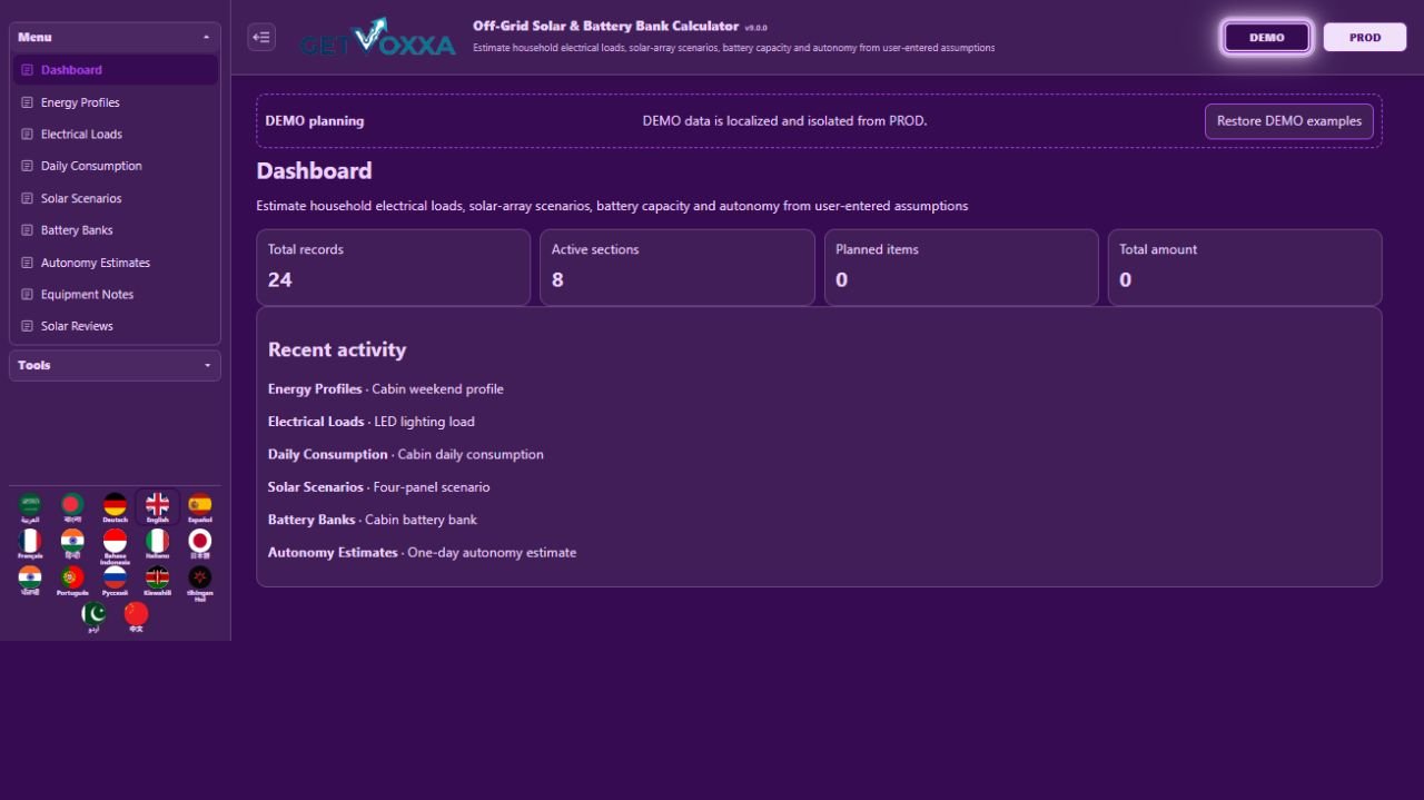 Off-Grid Solar & Battery Bank Calculator