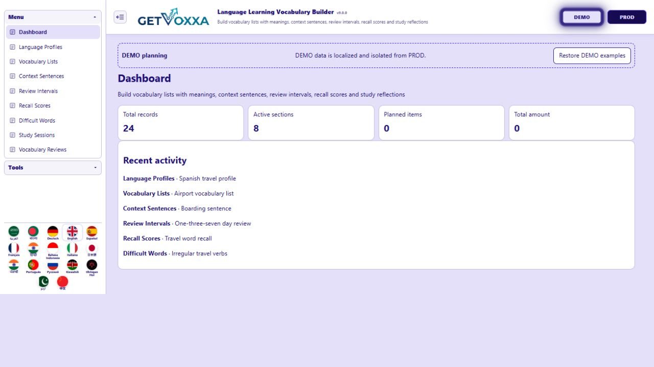 Language Learning Vocabulary Builder