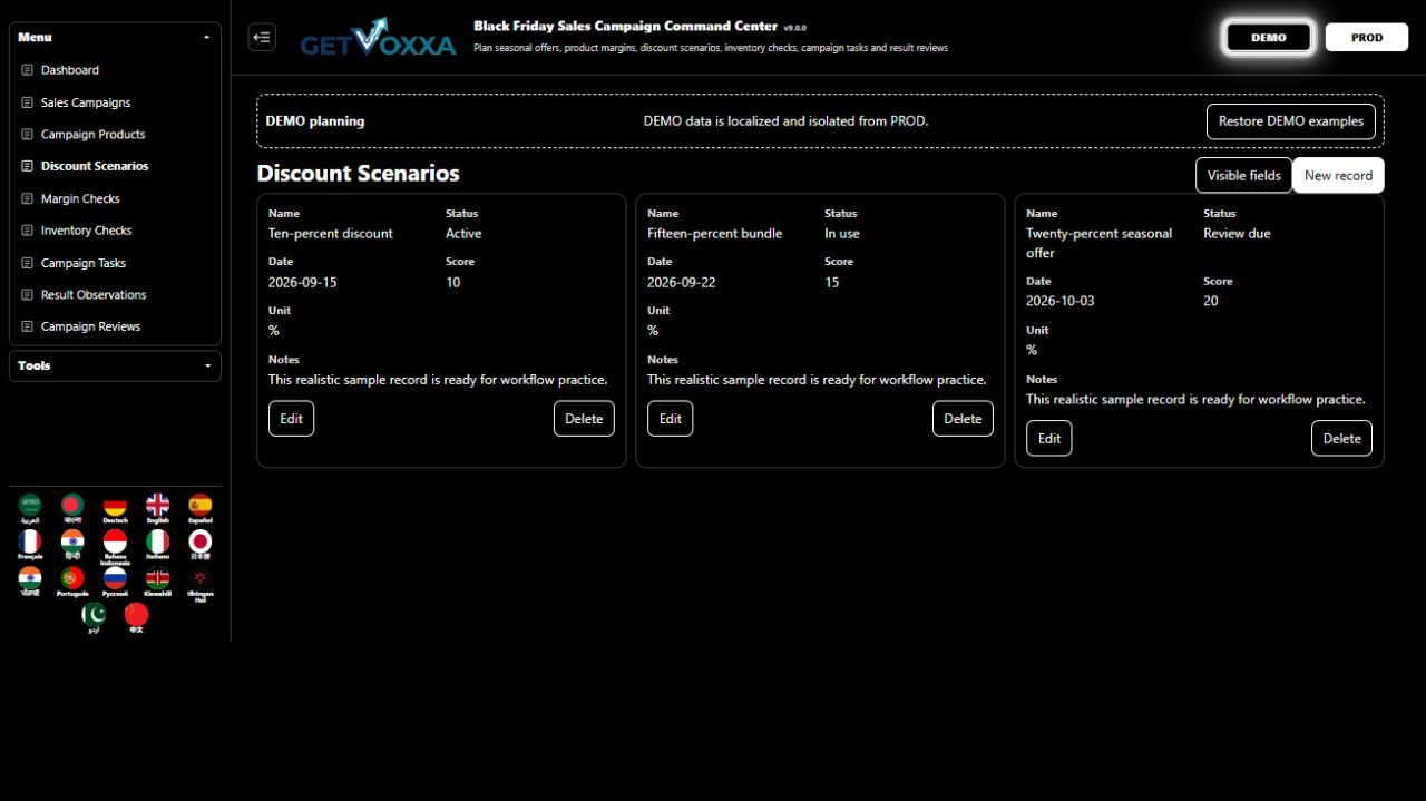 ਸਕ੍ਰੀਨਸ਼ਾਟ — Black Friday / Sales Campaign War Room v1.0.0