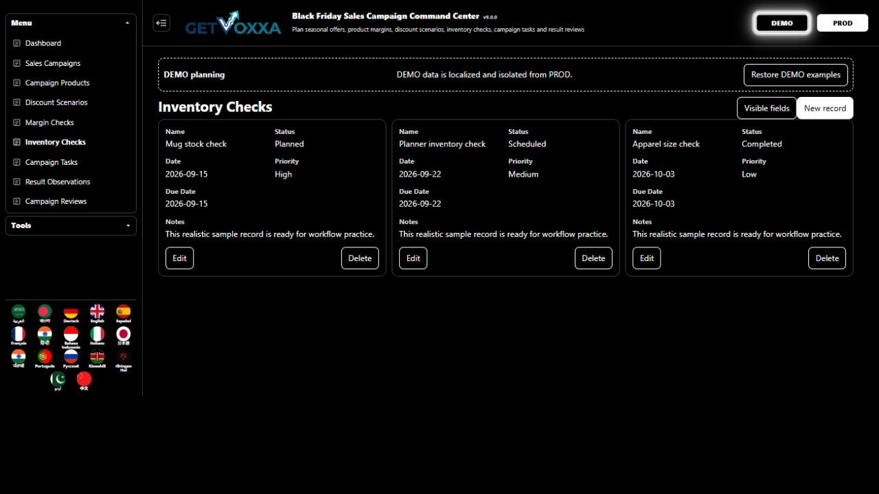 ਸਕ੍ਰੀਨਸ਼ਾਟ — Black Friday / Sales Campaign War Room v1.0.0
