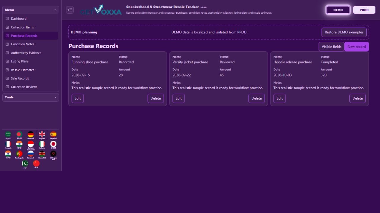 Tangkapan layar — Sneakerhead & Streetwear Resale Tracker v1.0.0