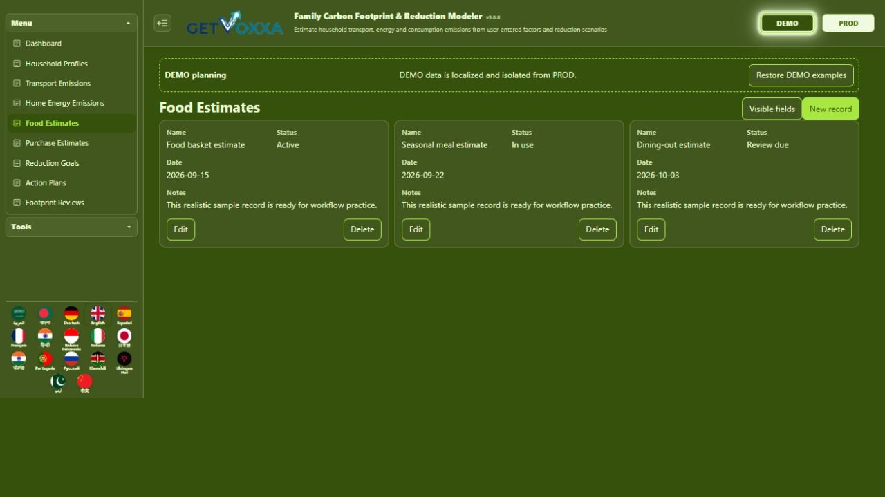 Screenshot — Family Carbon Footprint & Reduction Modeler v1.0.0