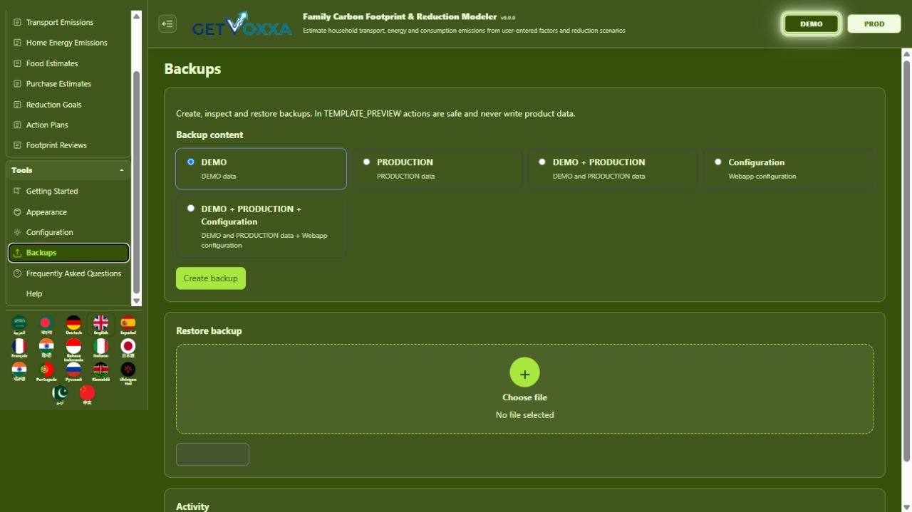Screenshot — Family Carbon Footprint & Reduction Modeler v1.0.0