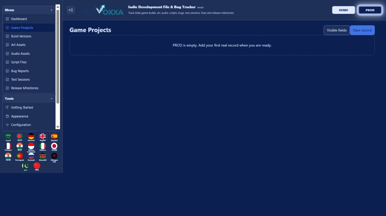Screenshot — Game Developer Asset & Bug Tracker v1.0.0