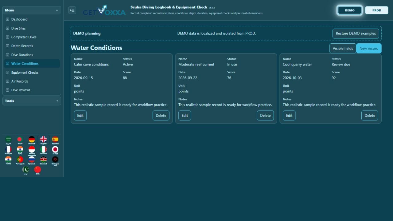 Screenshot — Scuba Diving Logbook & Equipment Check v1.0.0