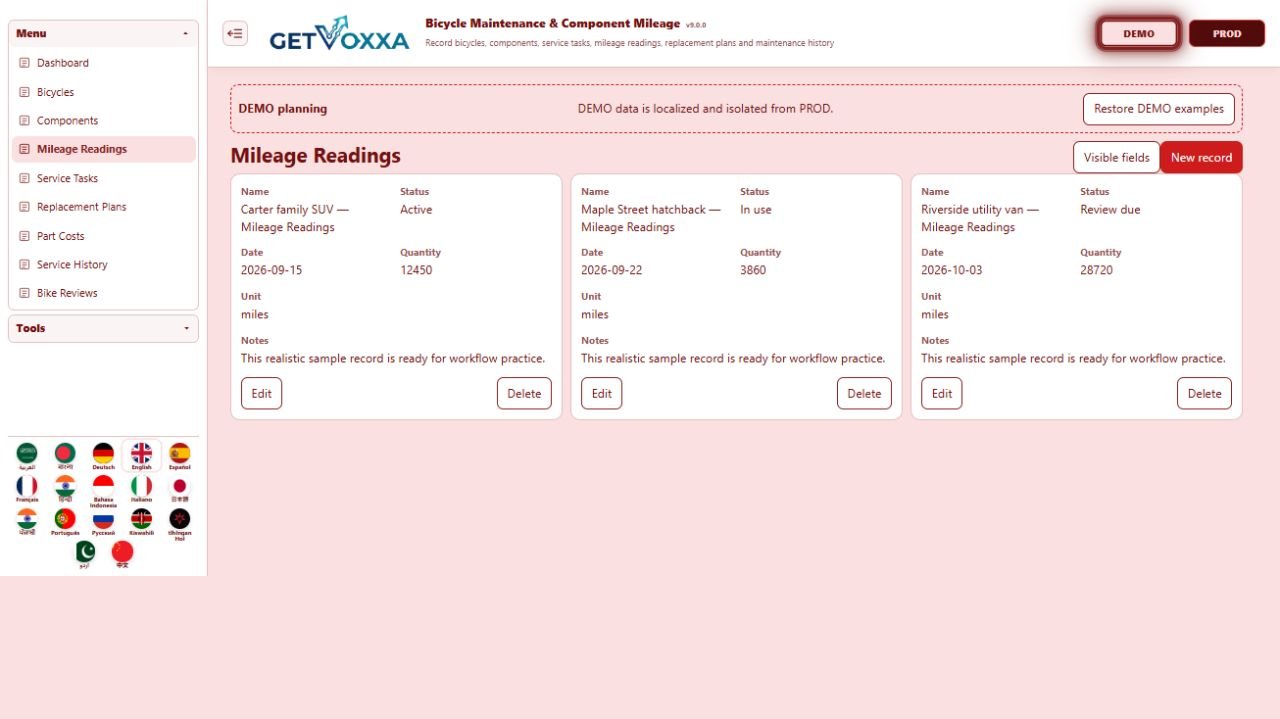 Screenshot — Bicycle Maintenance & Component Mileage v1.0.0