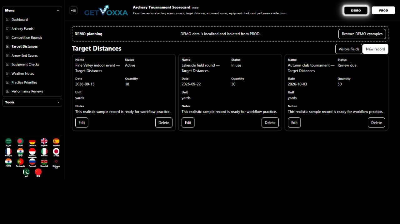 屏幕截图 — Archery & Shooting Scorecard Engine v1.0.0