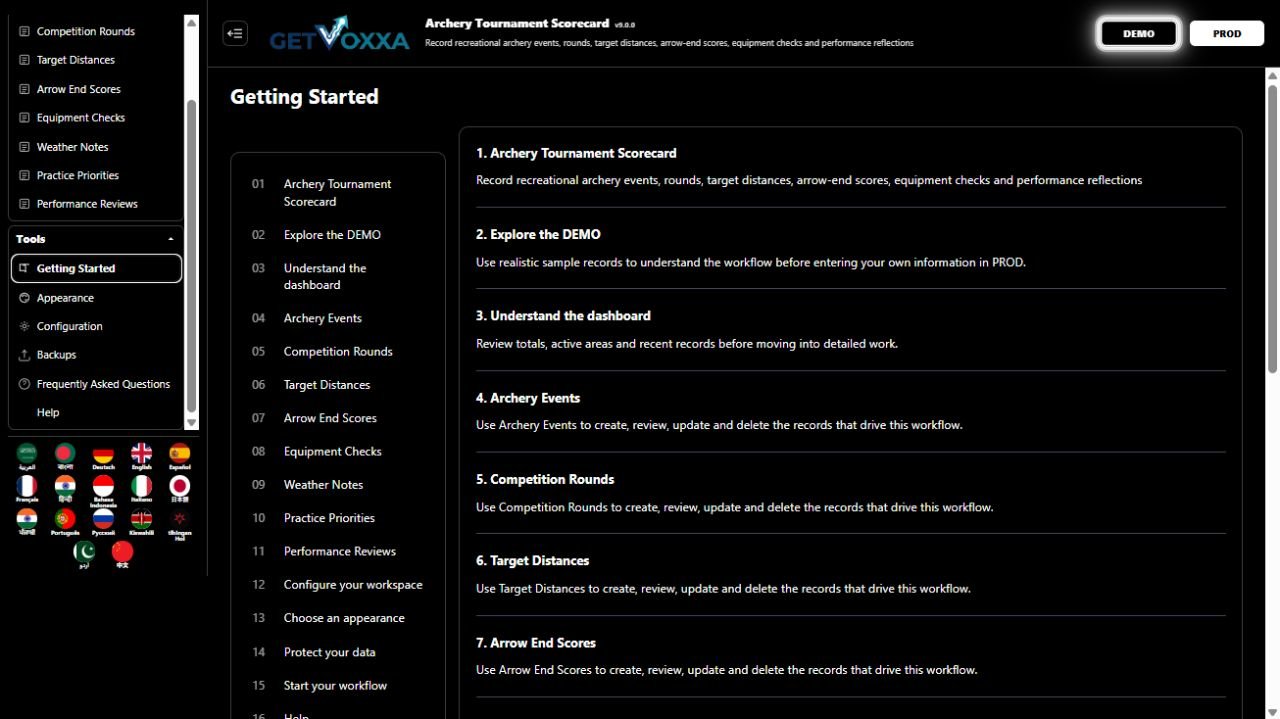 屏幕截图 — Archery & Shooting Scorecard Engine v1.0.0