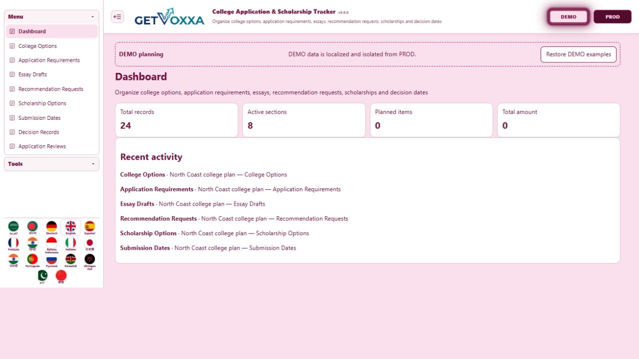 College Application & Scholarship Tracker