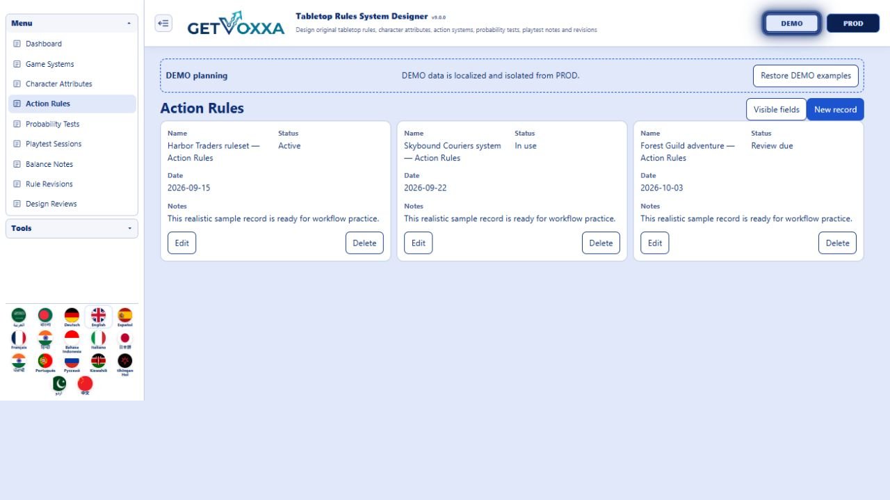 Screenshot — DTRPG / Tabletop RPG System Designer v1.0.0