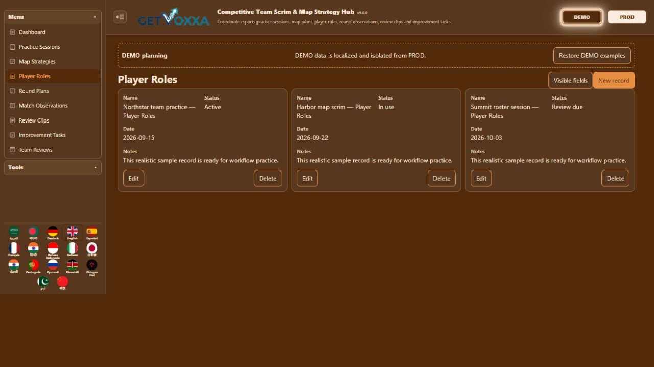 Screenshot — E-Sports Team Scrim & Map Strategy Hub v1.0.0