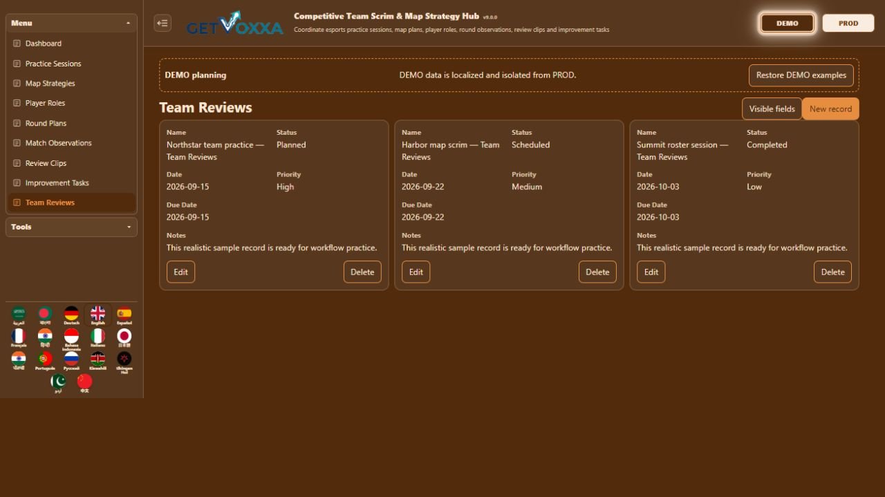 Screenshot — E-Sports Team Scrim & Map Strategy Hub v1.0.0