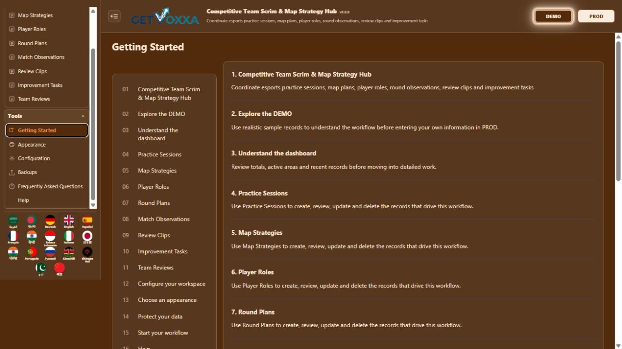 Screenshot — E-Sports Team Scrim & Map Strategy Hub v1.0.0