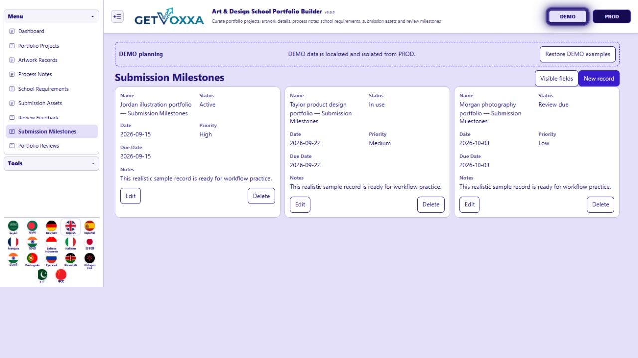 Screenshot — Art & Design School Portfolio Builder v1.0.0