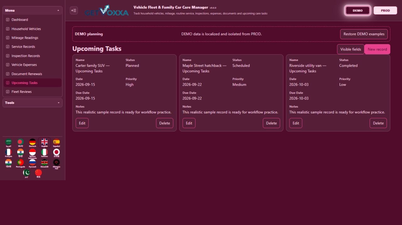 Screenshot — Vehicle Fleet / Family Car Care Manager v1.0.0