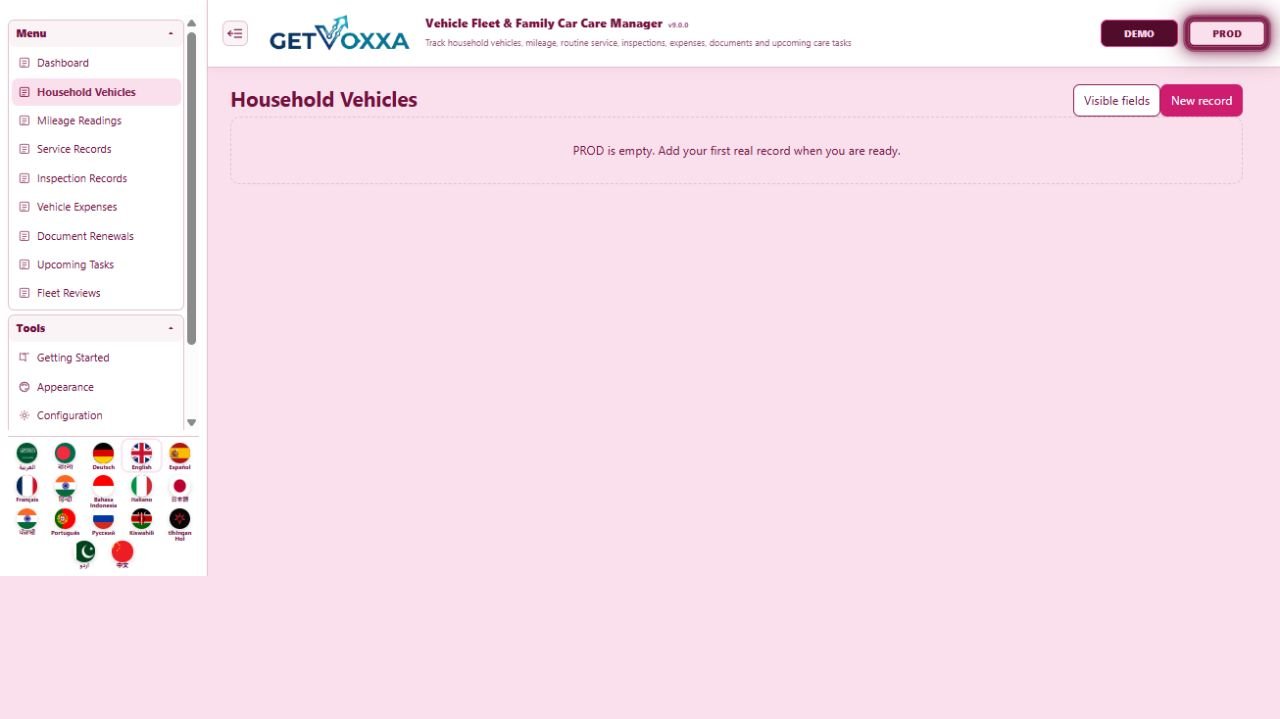Screenshot — Vehicle Fleet / Family Car Care Manager v1.0.0