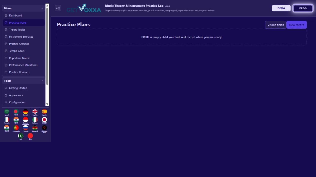Captura de tela — Music Theory & Instrument Practice Log v1.0.0