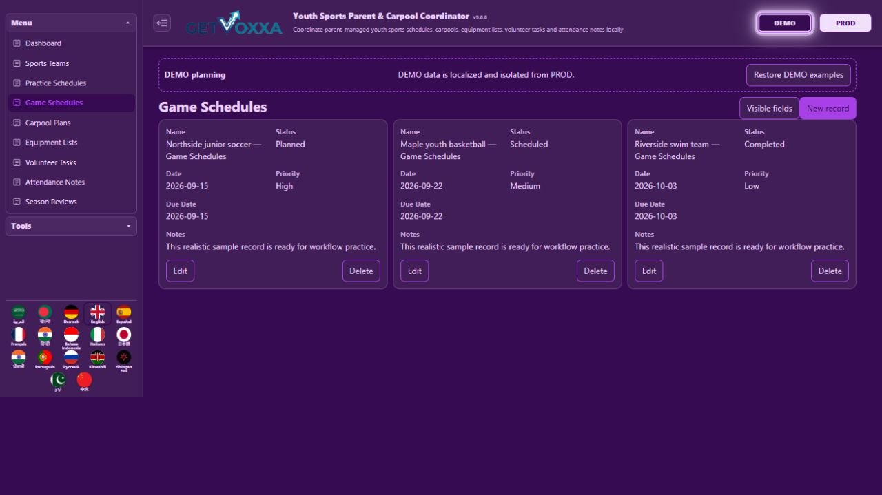 Screenshot — Youth Sports Parent & Carpool Coordinator v1.0.0