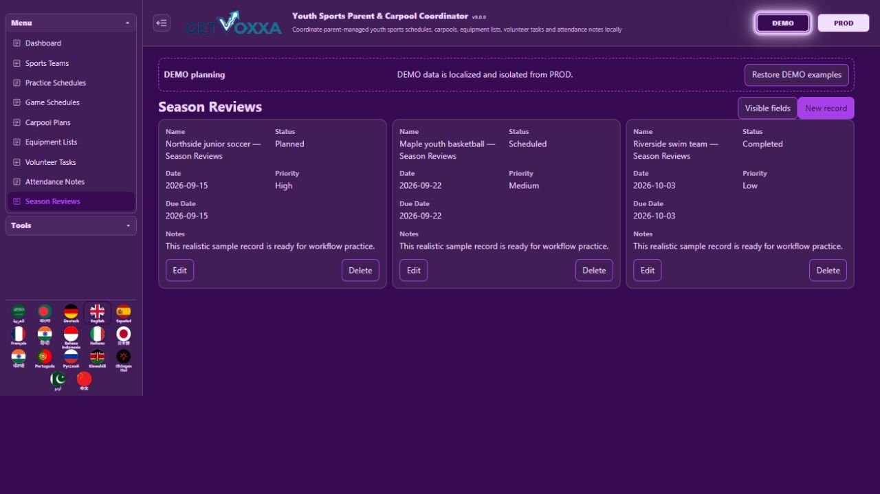 Screenshot — Youth Sports Parent & Carpool Coordinator v1.0.0