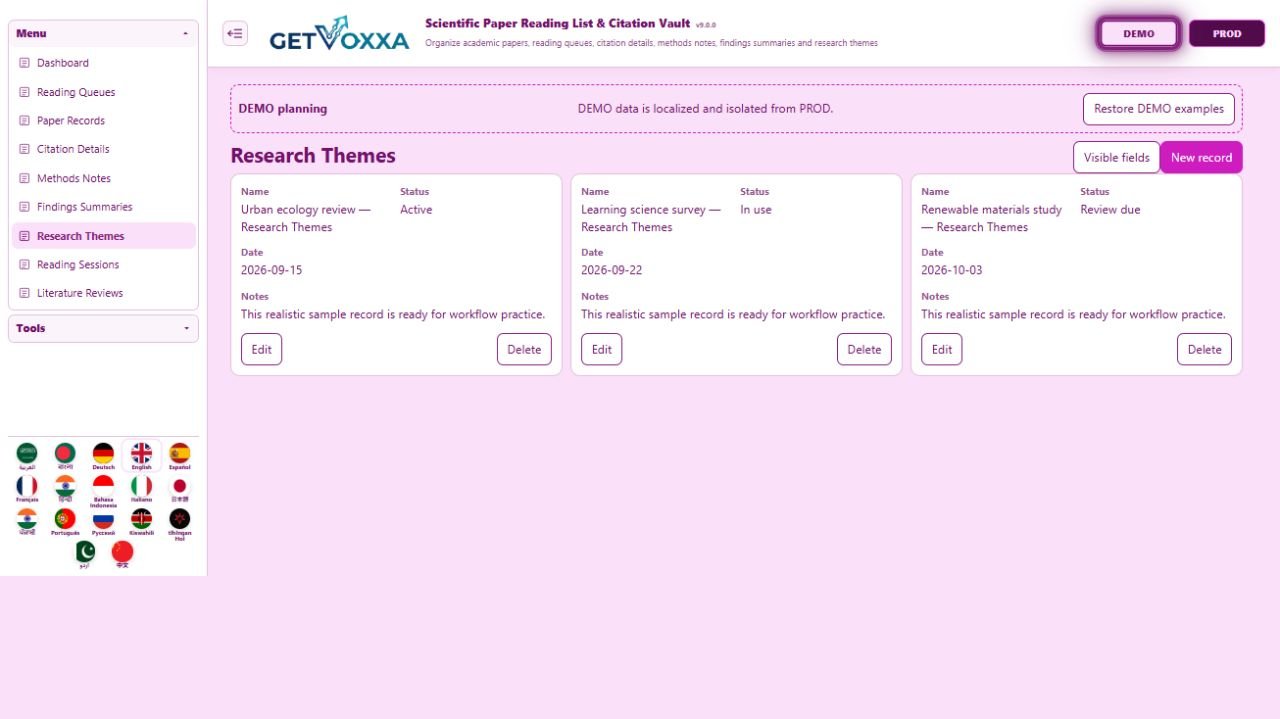 Captura de pantalla — Scientific Paper Reading List & Citation Vault v1.0.0