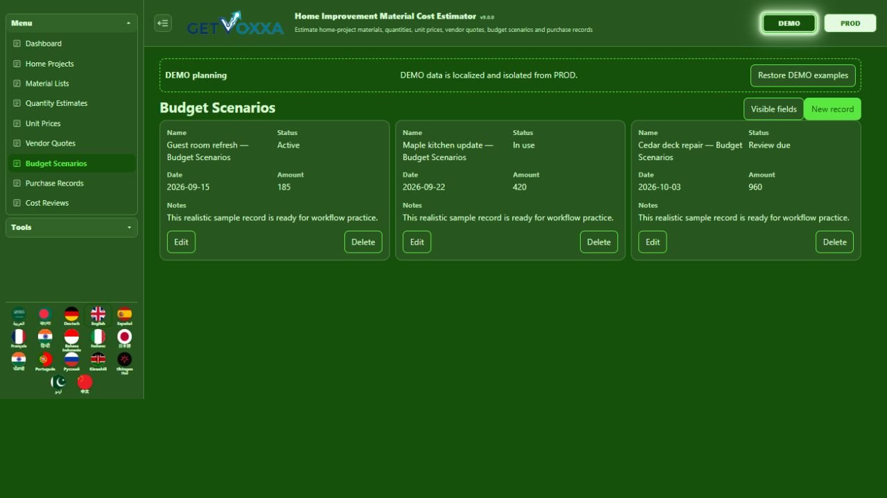 Снимок экрана — Home Improvement Material Cost Estimator v1.0.0