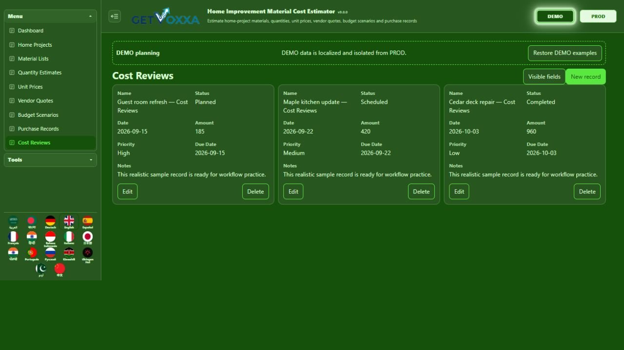 Снимок экрана — Home Improvement Material Cost Estimator v1.0.0