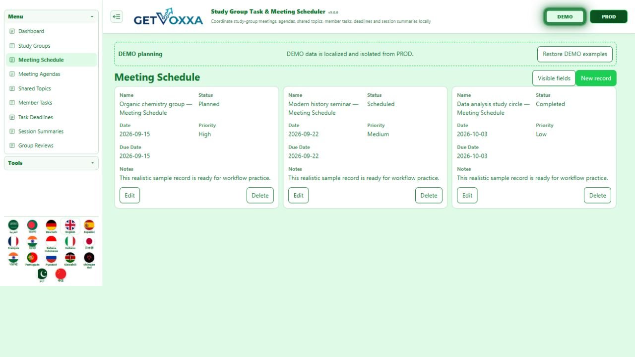 Screenshot — Study Group Task & Meeting Scheduler v1.0.0