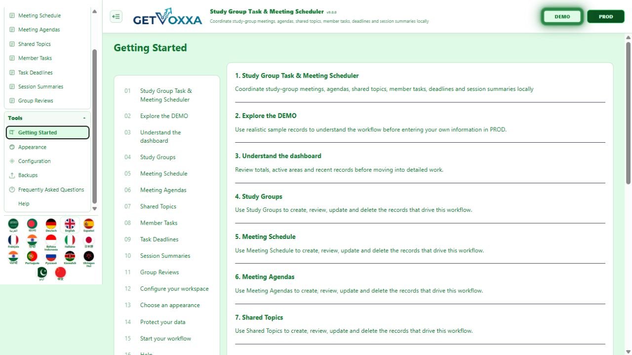 Screenshot — Study Group Task & Meeting Scheduler v1.0.0
