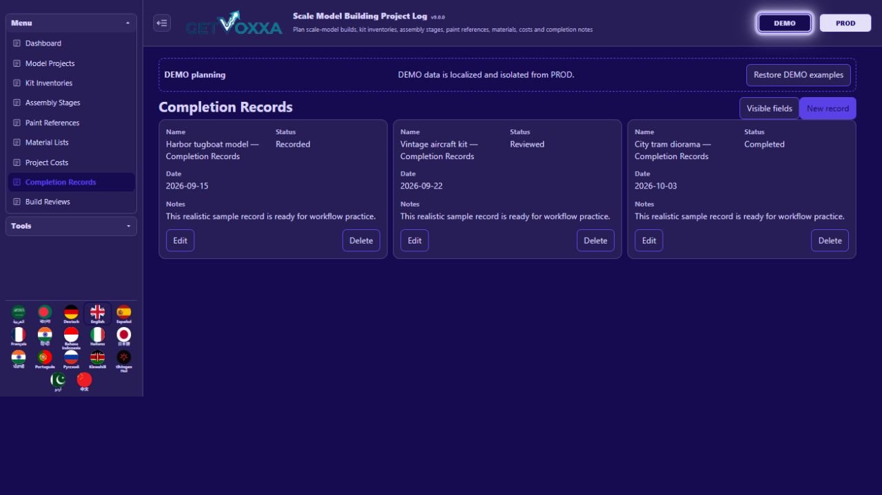 اسکرین شاٹ — Scale Model Building Project Log v1.0.0