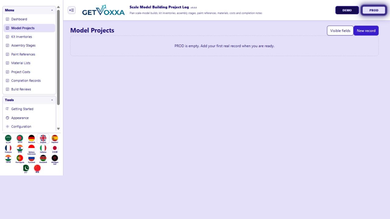 اسکرین شاٹ — Scale Model Building Project Log v1.0.0